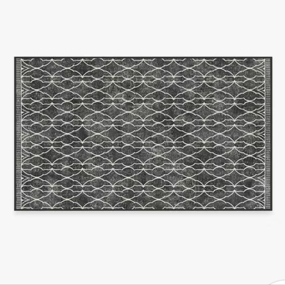 3x5 Ruggable with Pad Trellis Rug Black